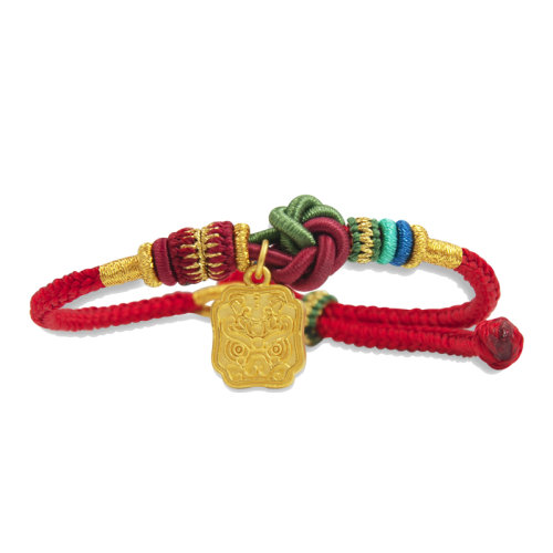 GJY/古金玥 瑞獸吉祥 3D硬金999足金 精工原創(chuàng)手編黃金轉(zhuǎn)運珠手鏈