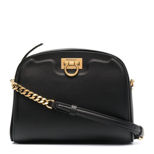 Salvatore Ferragamo/菲拉格慕 女士黑色小牛皮單肩包女包 210446-741187（預(yù)售4-5周發(fā)貨）