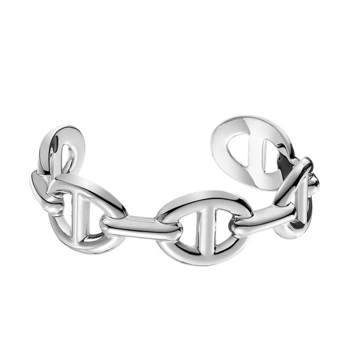 HERMES/愛馬仕 經典Cha?ne d'Ancre Encha?née系列 大號925純銀豬鼻子鏈環(huán)手鏈H109508B