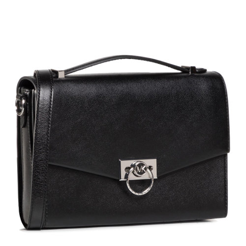 【一周左右發(fā)】Michael Kors/邁克·科爾斯 女士黑色皮革金屬圓環(huán)裝飾扣單肩包斜挎包手提包女包 30F0S1HM2L