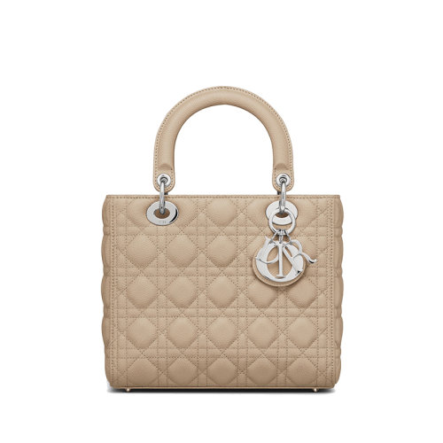 DIOR/迪奧 22新款LADY DIOR系列 女士自然色粒面牛皮革藤格紋單肩斜挎手提戴妃包M0565PWRT_M116