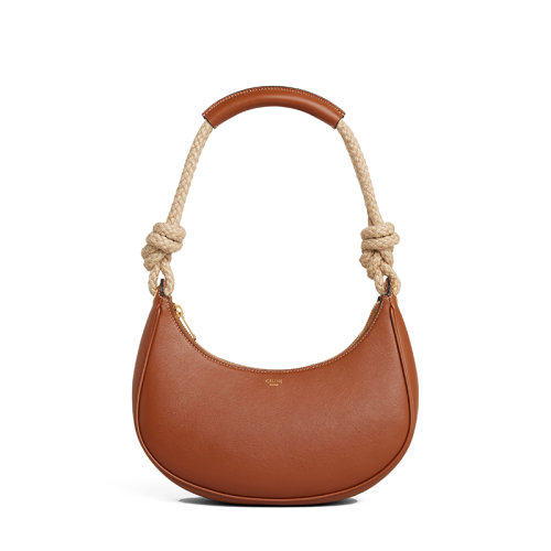 CELINE/賽琳 22新款AVA系列 女士棕色光滑小牛皮配繩質肩帶單肩手提包 199393DGQ.04LU