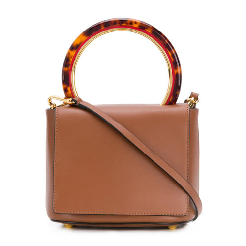 MARNI/瑪尼 PANNIER系列女士純色小牛皮經(jīng)典字母徽標壓花半圓形手柄磁扣翻蓋開合單肩包斜挎包手提包女包 SBMPZ14T10-LV589 多色可選