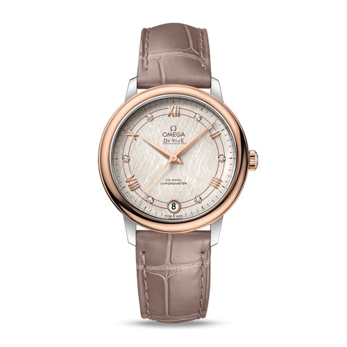 OMEGA/歐米茄 碟飛系列 典雅 同軸腕表 精鋼 18K金 鉆石刻度 自動(dòng)機(jī)械 女士腕表 424.23.33.20.52.003