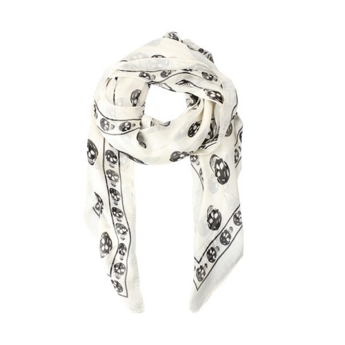 Alexander McQueen/亞歷山大麥昆 女士白色真絲圍巾 110640 4Q010 9260