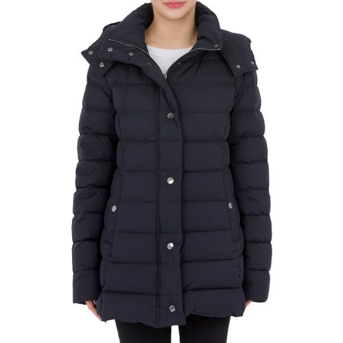 Moncler 蒙口 女裝 服飾 深藍(lán)色連帽中長款 女士羽絨服外套