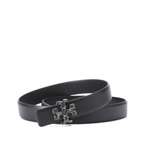 Tory Burch/湯麗柏琦【22年新款】TB腰帶 女士KIRA系列皮革雙T LOGO板扣式皮帶腰帶2.5cm 86423