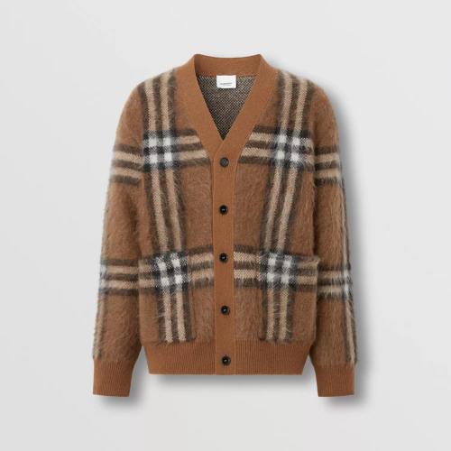  BURBERRY 22年秋冬 男士 格紋提花羊毛馬海毛混紡開(kāi)衫 80579071