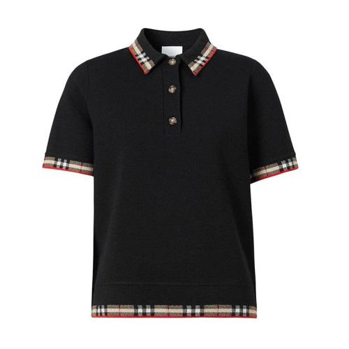  BURBERRY/博柏利 女士黑色經(jīng)典格紋POLO衫 80296251