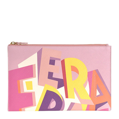 Salvatore Ferragamo/菲拉格慕 女士紫色字母印花圖案手拿包 22-C455-631824