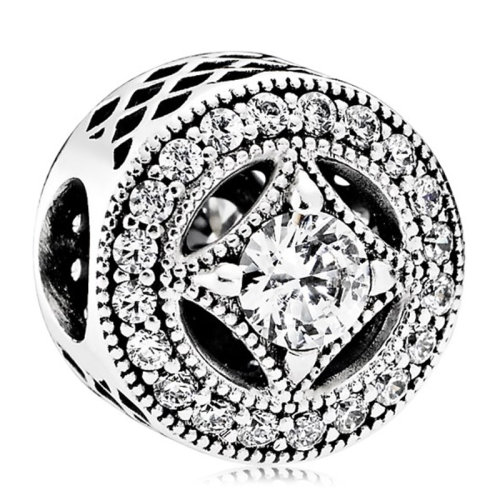 PANDORA/潘多拉 女士銀色925銀鑲立方氧化鋯石復(fù)古魅力DIY手鏈珠子串飾串珠 791970CZ