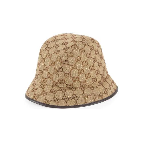  GUCCI古馳 22年秋冬 女士 GG帆布水晶漁夫帽 679426 3HAFX 2564