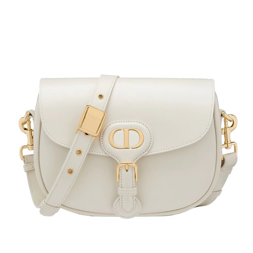 DIOR/迪奧 BOBBY系列 白色滑面小牛皮金扣翻蓋中號斜挎單肩馬鞍包M9319UMOL_M030
