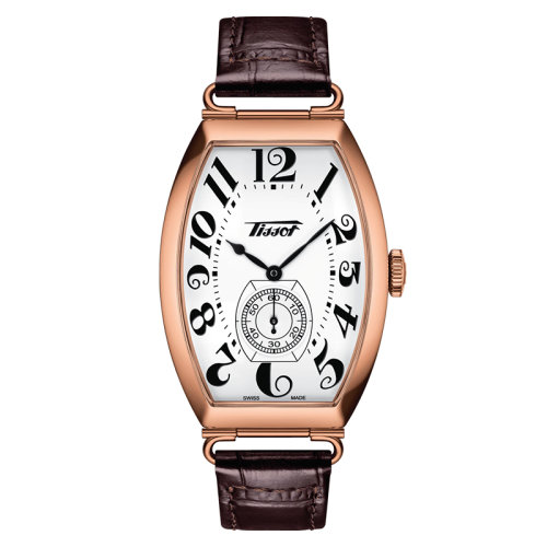 TISSOT/天梭  波爾圖系列18K金玫瑰金PVD表殼皮革表帶男士手動機(jī)械腕表  31.1*42.45毫米