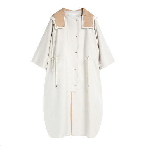 MaxMara/麥絲瑪拉 22年早春新款 EMMA系列 女士米色純棉寬松防水斗篷風(fēng)衣夾克9021012706002