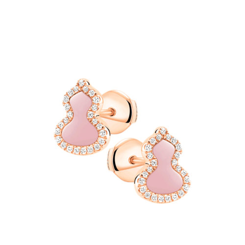 QEELIN/麒麟珠寶 22新款Wulu系列 18K金玫瑰金鑲嵌鉆石粉紅蛋白石葫蘆耳環(huán)WU-ERSD0002E-RGDPO