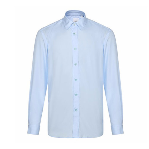 Burberry 博柏利 男裝 服裝 淡藍(lán)色棉質(zhì)商務(wù)休閑 男士長(zhǎng)袖襯衫