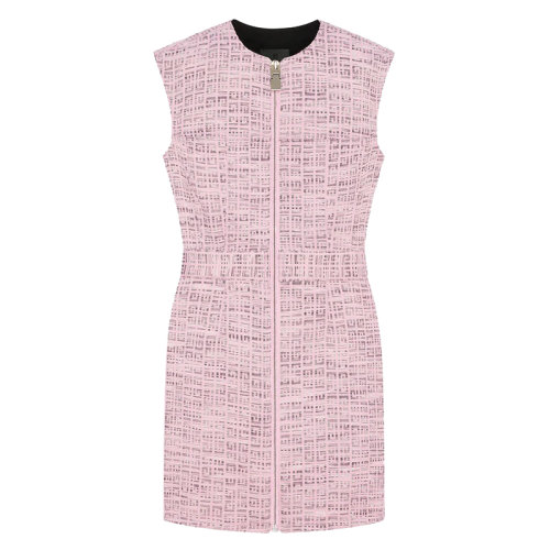 Givenchy/紀(jì)梵希 22年秋冬新款 迪士尼聯(lián)名系列 女士粉色/黑色織物4G圖案提花無袖短款連衣裙BW21DB13N0-692