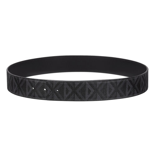 DIOR/迪奧 22年春夏新款 男士黑色帆布拼光滑牛皮革CD Diamond圖案雙面腰帶40毫米（腰帶扣另行下單）4804ZZCDP_H43E