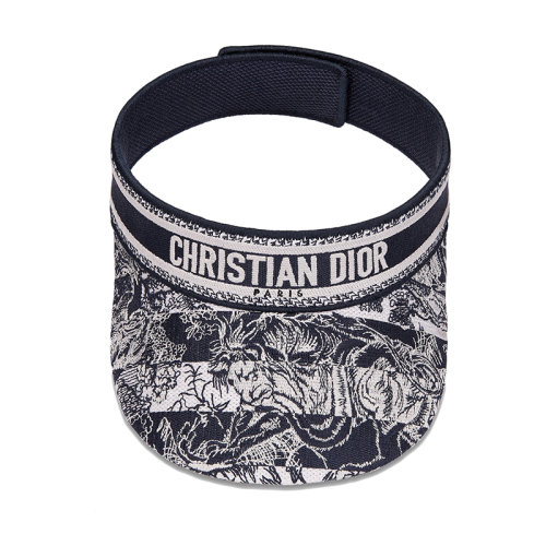 DIOR/迪奧 22年春夏新款 女士白色和海軍藍(lán)色Toile de Jouy條紋圖案棉質(zhì)混紡面料遮陽帽22TJS978X135_C585