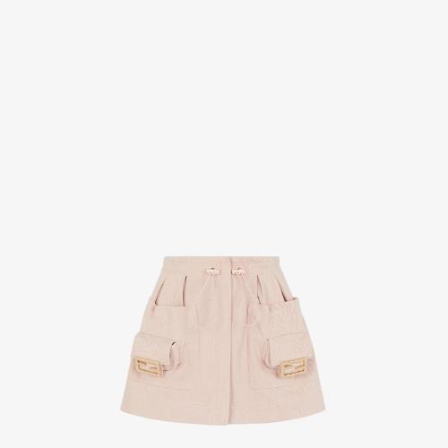  FENDI芬迪 22年秋冬 女士 半身裙 粉紅色粗斜紋布半身裙 FQ7439AM34F1J7A