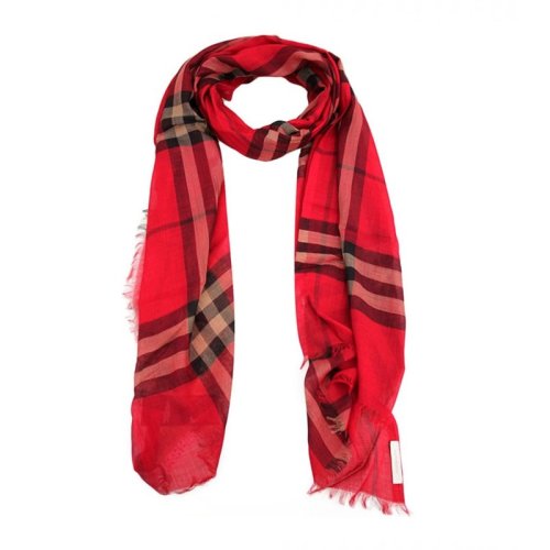 BURBERRY/博柏利 男女通用 中性酒紅色混合材質(zhì)格紋時(shí)尚經(jīng)典圍巾圍脖 3843641