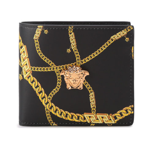 VERSACE/范思哲【22春夏新款】男士牛皮革L(fēng)A MEDUSA對(duì)折短款錢包錢夾 DPU2463 1A02638