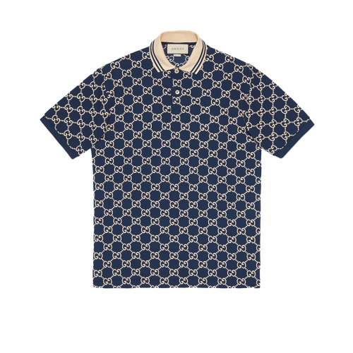 GUCCI/古馳  男士GG印花彈力棉短袖POLO （2色可選）
