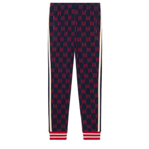 GUCCI/古馳經(jīng)典款紅藍(lán)雙G印花男士休閑褲496920X9134330     bi