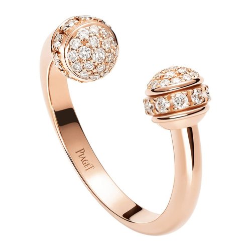 PIAGET/伯爵 經(jīng)典POSSESSION時來運轉(zhuǎn)系列 18K金玫瑰金滿鉆開口戒指  G34P4F00