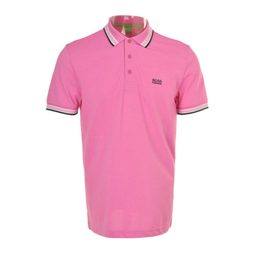 HUGO BOSS/雨果博斯 男士粉紅色棉質(zhì)混紡經(jīng)典字母徽標(biāo)印花裝飾翻領(lǐng)短袖上衣T恤Polo衫 PADDY570