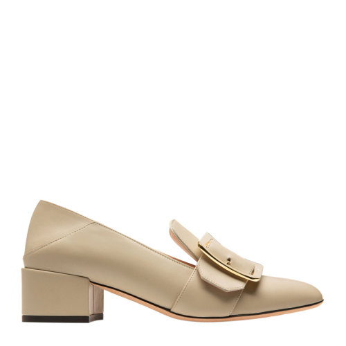 BALLY/巴利 女士米色小牛皮時尚方跟淺口鞋高跟鞋皮鞋時尚單鞋一腳蹬懶人鞋女鞋 6228160