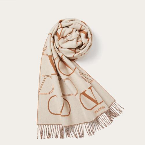  VALENTINO華倫天奴 22年秋冬 女士 圍巾 éTOLE VLOGO SIGNATURE EN LAINE ET CACHEMIRE 70?X