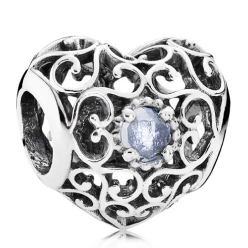 PANDORA/潘多拉 女士925銀生辰石生辰珠之三月DIY手鏈珠子串飾串珠 791784NAB