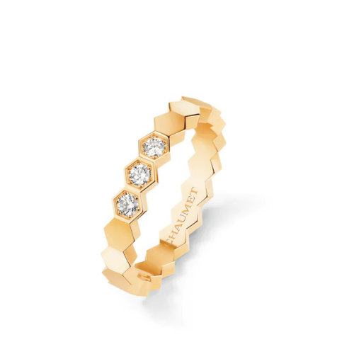 Chaumet/尚美 經(jīng)典BEE MY LOVE系列 18k金黃金愛(ài)?巢鉆石戒指 083362