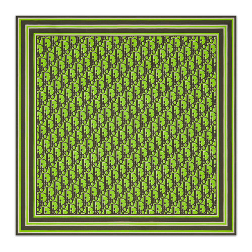 DIOR/迪奧 22年春夏新款 男士熒光綠色和軍綠色真絲方巾圍巾手帕28B1060B0341_C686