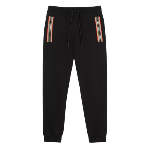 BURBERRY/博柏利 經(jīng)典款 男士黑色標(biāo)志性條紋細(xì)節(jié)棉質(zhì)休閑運(yùn)動褲80333951