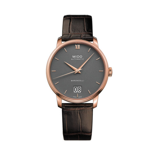  mido/美度  貝倫賽麗系列紀念日大日歷全自動機械男士棕色皮革表帶腕表40.00毫米 M027.426.36.088.00