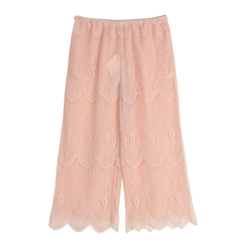 19年秋冬款nisiss/怡夕伸縮腰帶花卉蕾絲直身長褲女士休閑褲N175XP1032