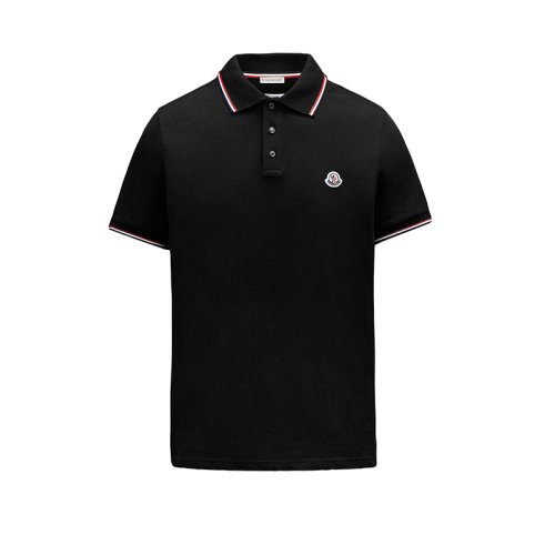 Moncler/蒙克萊 22年早春新款 男士黑色純棉三色飾邊徽標短袖POLO衫T恤H10918A7030084556999