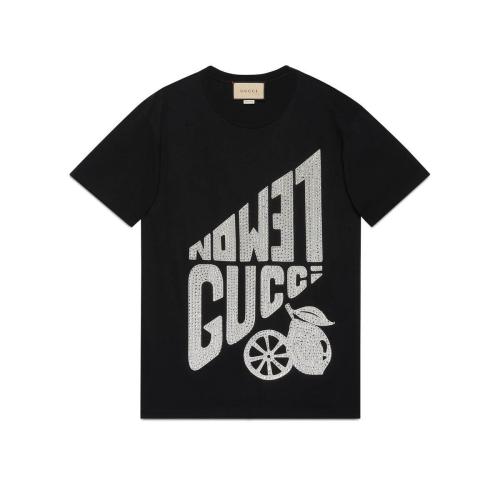  GUCCI古馳 22年秋冬 女士 水晶“Lemon Gucci”印花棉質(zhì)T恤 615044 XJDZ4 1043