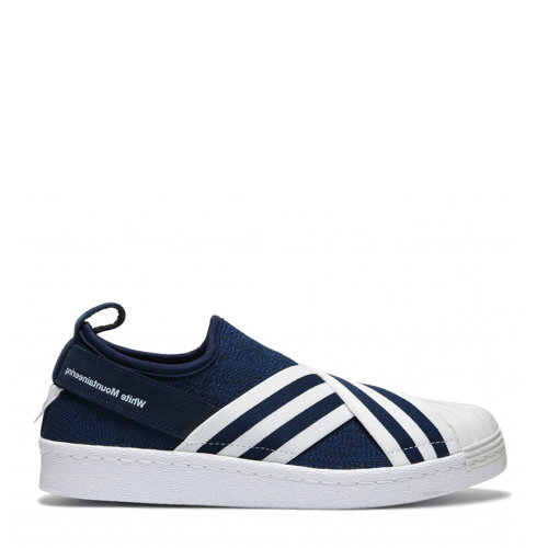 ADIDAS ORIGINALS/阿迪達(dá)斯三葉草 Superstar Slip-On 貝殼頭綁帶男士板鞋 藍(lán)色 BY2879