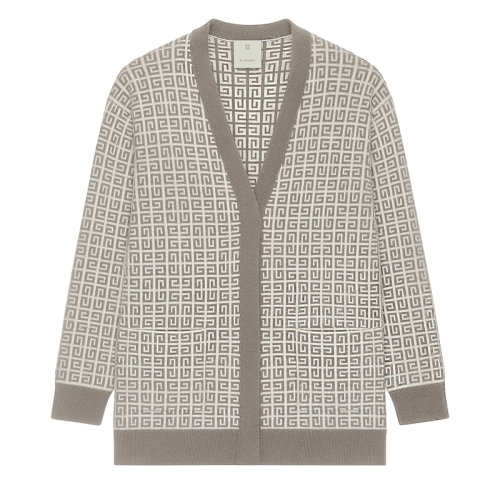 Givenchy/紀梵希 22年春夏新款 女士米色4G LOGO圖案山羊絨長款開衫BW90D64ZAA-190