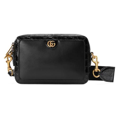  GUCCI古馳 22年秋冬 男士 飾雙G鱷魚皮滾邊肩背包 710861 AAATF 1000