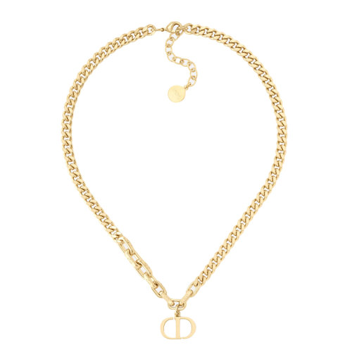 Dior/迪奧 22春夏新款30 MONTAIGNE系列 女士金色鍍金不對(duì)稱鏈條CD項(xiàng)鏈 N1666MTGMT_D300