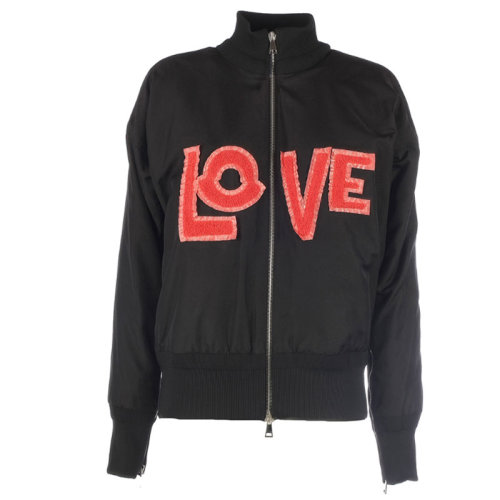 Moncler/蒙克萊 蒙口 女裝 時(shí)尚百搭 LOVE字母黑色女士立領(lǐng)風(fēng)衣 4537705539JQ999
