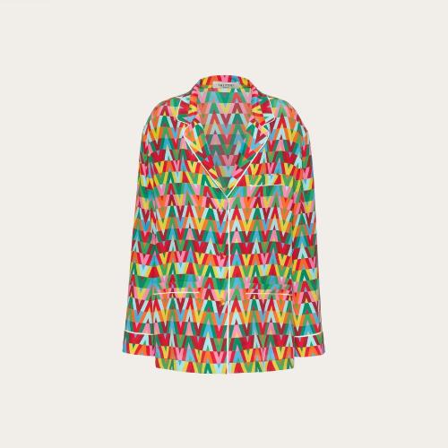  VALENTINO華倫天奴 22年秋冬 女士 長(zhǎng)袖襯衫 CHEMISE FACON PYJAMA IMPRIMéE EN CREPE DE CHI