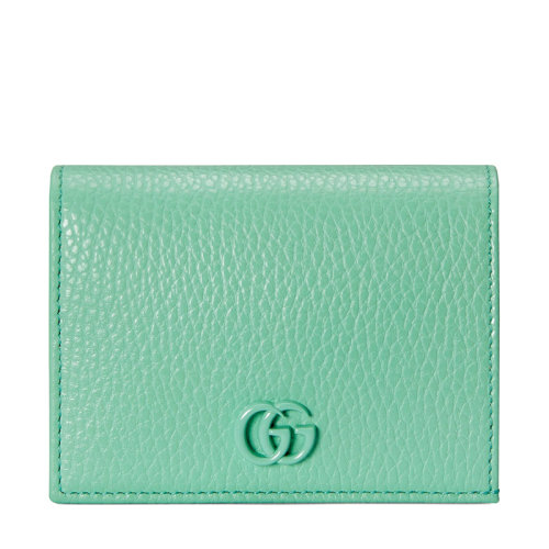 GUCCI/古馳 22新款GG Marmont系列 女士薄荷綠皮革同色系扣翻蓋開(kāi)合錢(qián)包45612617WEF3451