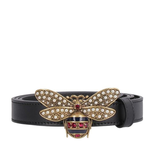 GUCCI/古馳 女士黑色牛皮蜜蜂扣腰帶 476452 DYWNX 1052