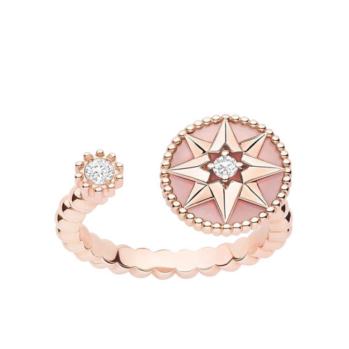 DIOR/迪奧 Rose des vents羅盤系列 18K金鑲嵌一顆獨(dú)鉆和粉色蛋白石風(fēng)中的玫瑰羅盤戒指JRDV95149_0000
